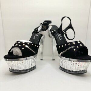 Ellie Shoes, 6" Heels Open Toe Textured Platforms, 649-Zane